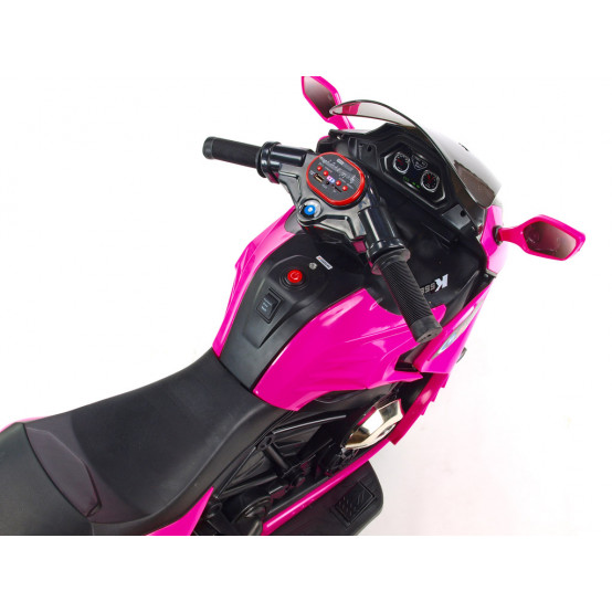 Sportovní motorka Dragon s výfuky, LED osvětlením, USB, MP3, RŮŽOVÁ